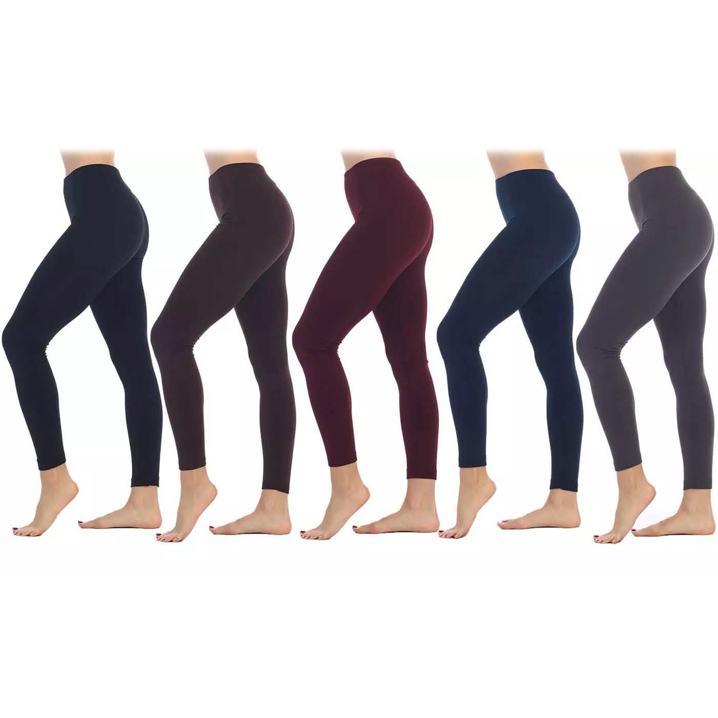 Womens Premium Fleece Lined Leggings 5 Pack For Winter