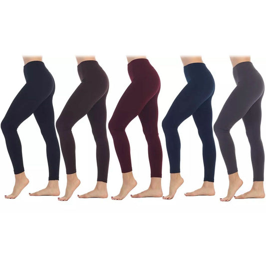Womens Premium Fleece Lined Leggings 5 Pack For Winter