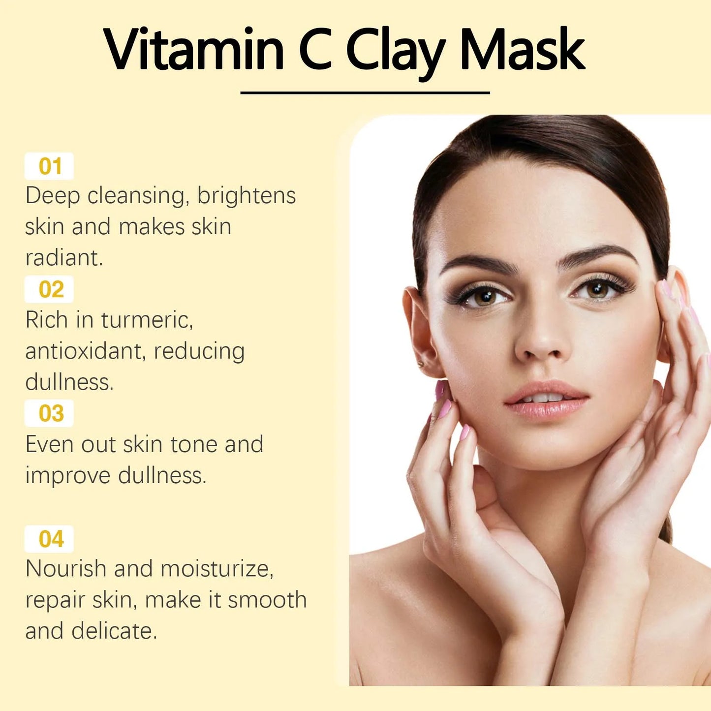 West&Month 100g Vitamin C Clay Mask Effectively Brighten Deep Cleansing Pores Nourish Hydrating Skin Care Shrink Pores Clay Mask