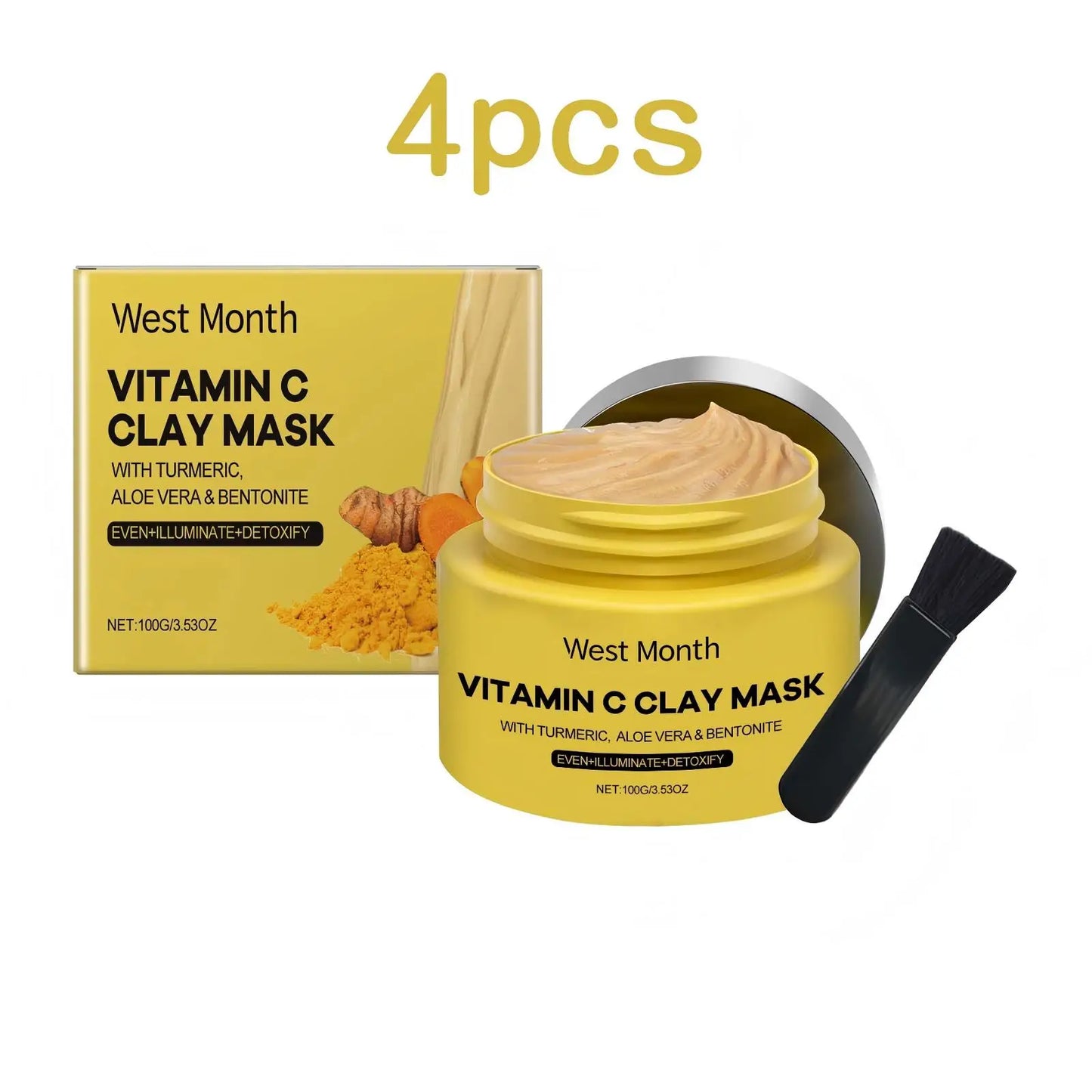 West&Month 100g Vitamin C Clay Mask Effectively Brighten Deep Cleansing Pores Nourish Hydrating Skin Care Shrink Pores Clay Mask