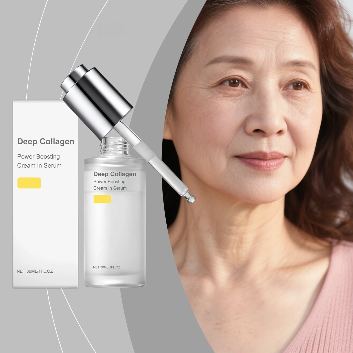 Deep Collagen Power Boosting Cream In Serum,Korean Glass Skin Care,Facial Intensive Moisturizing Hydrating Elasticity Ampoule