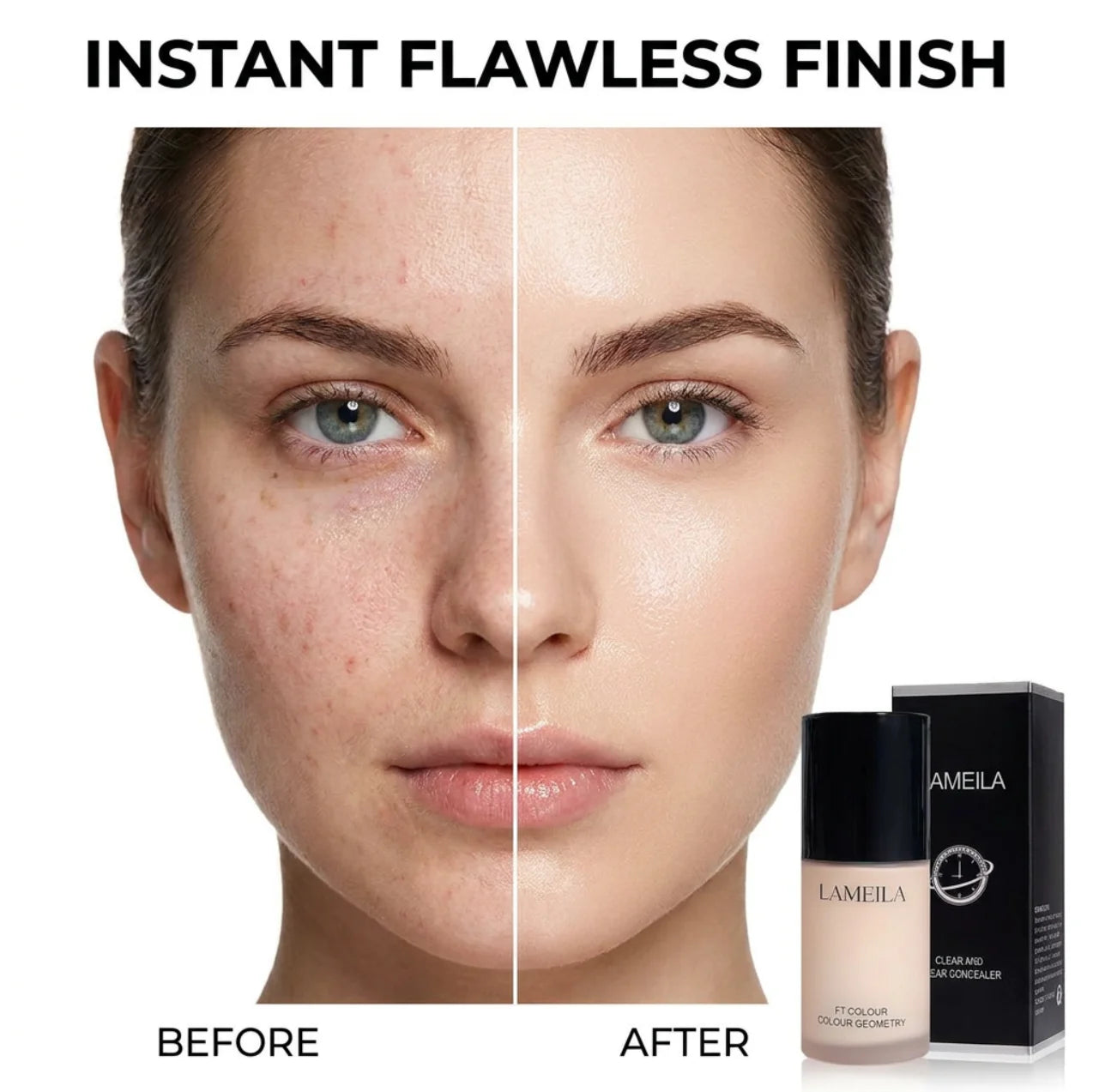 Foundation, long-lasting concealer, includes an eyelash curler, beige to light-medium neutral tones (can be layered for concealing, creamy texture, suitable for all light beige skin tones, for everyday and special occasions)