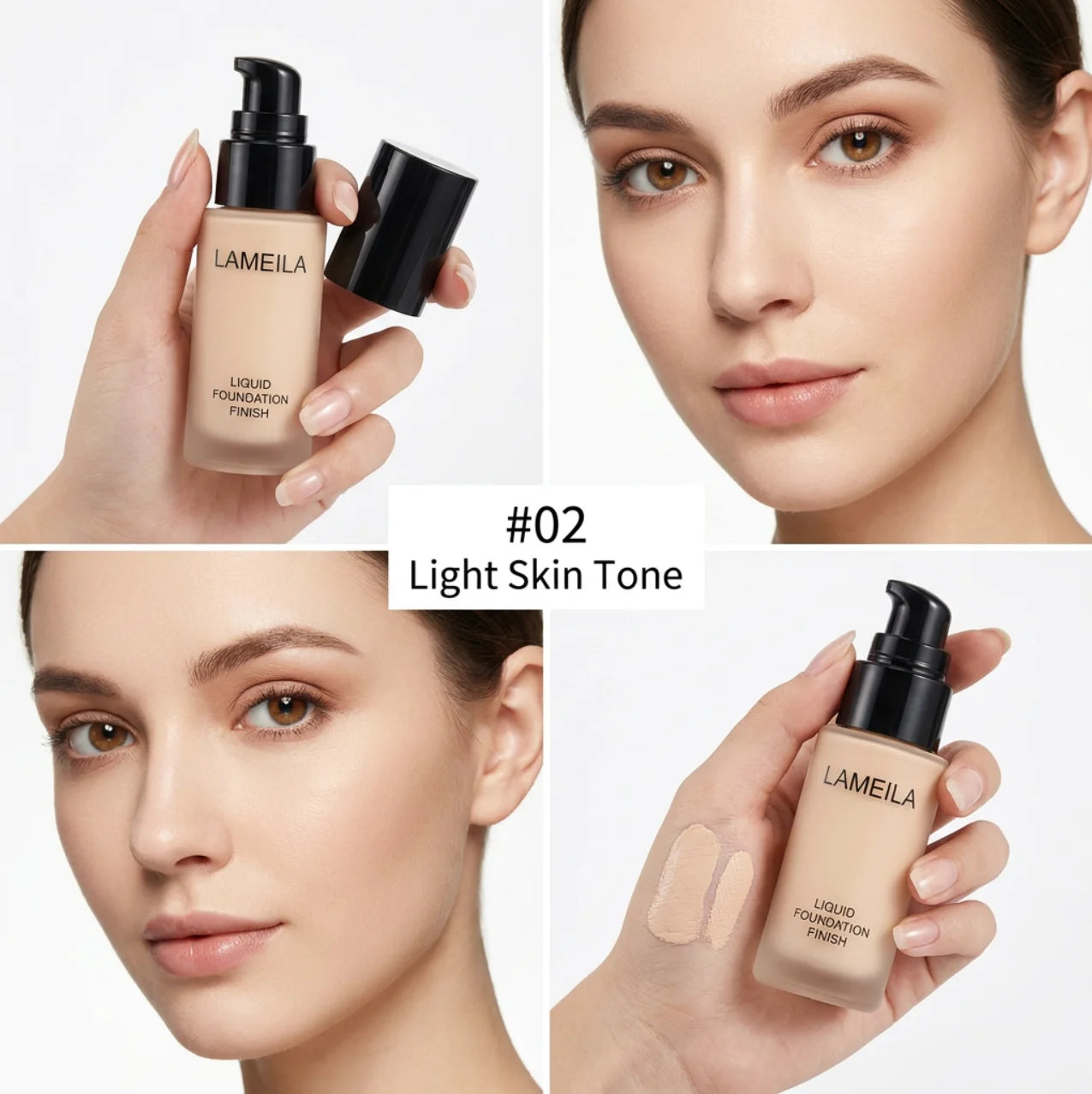 Foundation, long-lasting concealer, includes an eyelash curler, beige to light-medium neutral tones (can be layered for concealing, creamy texture, suitable for all light beige skin tones, for everyday and special occasions)