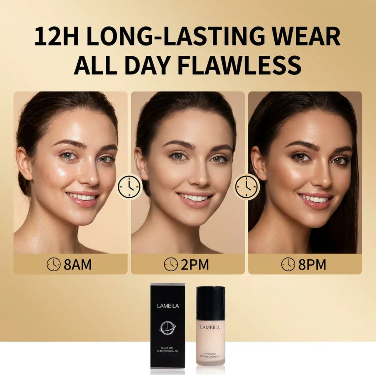 Foundation, long-lasting concealer, includes an eyelash curler, beige to light-medium neutral tones (can be layered for concealing, creamy texture, suitable for all light beige skin tones, for everyday and special occasions)