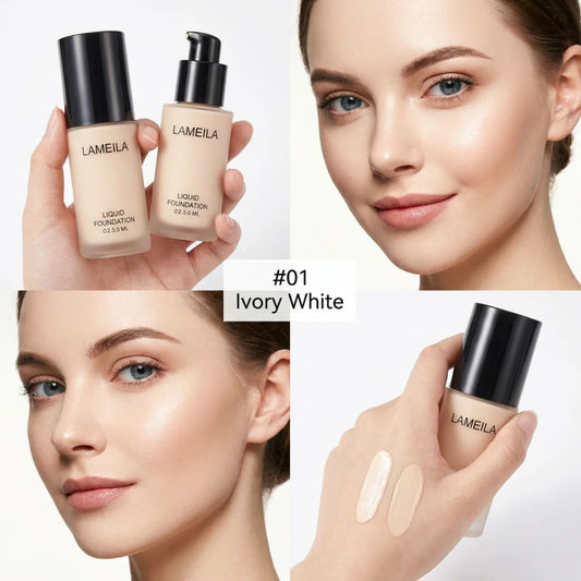 Foundation, long-lasting concealer, includes an eyelash curler, beige to light-medium neutral tones (can be layered for concealing, creamy texture, suitable for all light beige skin tones, for everyday and special occasions)
