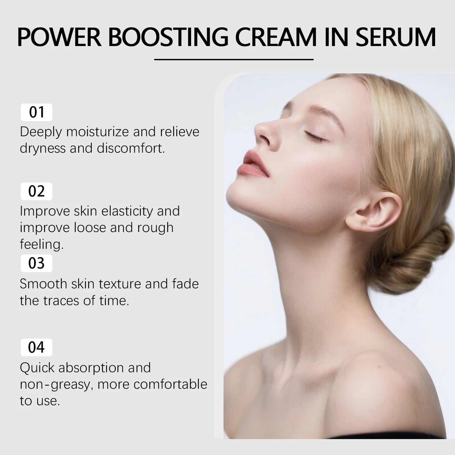 Deep Collagen Power Boosting Cream In Serum,Korean Glass Skin Care,Facial Intensive Moisturizing Hydrating Elasticity Ampoule